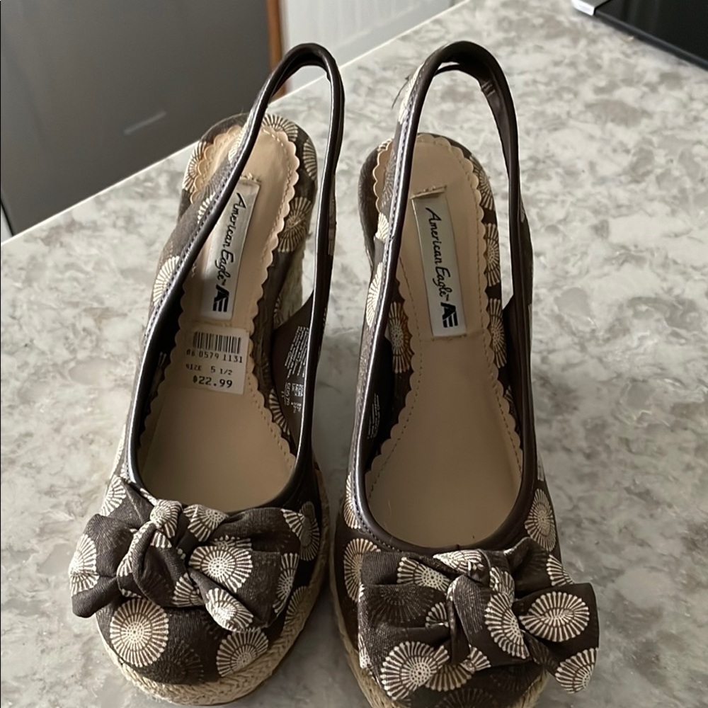 American Eagle Outfitters Brown Wedge Sandals